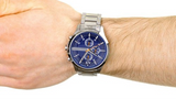Buy Shop Armani Exchange Hampton Chronograph Blue Dial Silver Steel Strap Watch For Men - AX2155 USA Online