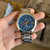 Buy Shop Armani Exchange Hampton Chronograph Blue Dial Silver Steel Strap Watch For Men - AX2155 USA Online