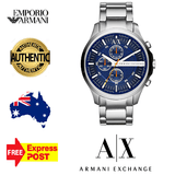 Buy Shop Armani Exchange Hampton Chronograph Blue Dial Silver Steel Strap Watch For Men - AX2155 USA Online