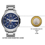 Buy Shop Armani Exchange Hampton Chronograph Blue Dial Silver Steel Strap Watch For Men - AX2155 USA Online