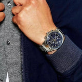 Buy Shop Armani Exchange Hampton Chronograph Blue Dial Silver Steel Strap Watch For Men - AX2155 USA Online