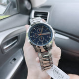 Buy Shop Armani Exchange Hampton Chronograph Blue Dial Silver Steel Strap Watch For Men - AX2155 USA Online