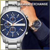 Buy Shop Armani Exchange Hampton Chronograph Blue Dial Silver Steel Strap Watch For Men - AX2155 USA Online