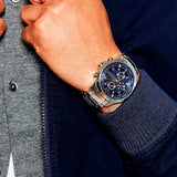 Buy Shop Armani Exchange Hampton Chronograph Blue Dial Silver Steel Strap Watch For Men - AX2155 USA Online