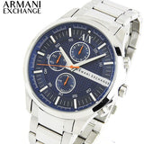 Buy Shop Armani Exchange Hampton Chronograph Blue Dial Silver Steel Strap Watch For Men - AX2155 USA Online