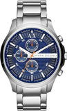 Buy Shop Armani Exchange Hampton Chronograph Blue Dial Silver Steel Strap Watch For Men - AX2155 USA Online