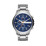 Buy Shop Armani Exchange Hampton Chronograph Blue Dial Silver Steel Strap Watch For Men - AX2155 USA Online