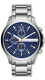 Buy Shop Armani Exchange Hampton Chronograph Blue Dial Silver Steel Strap Watch For Men - AX2155 USA Online