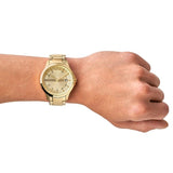 Armani Exchange Hampton Chronograph Gold Dial Gold Steel Strap Watch For Men - AX2415
