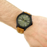 Buy Shop Armani Exchange Hampton Chronograph Green Dial Brown Leather Strap Watch For Men - AX2412 USA Online