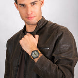 Buy Shop Armani Exchange Hampton Chronograph Green Dial Brown Leather Strap Watch For Men - AX2412 USA Online