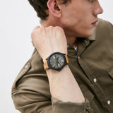 Buy Shop Armani Exchange Hampton Chronograph Green Dial Brown Leather Strap Watch For Men - AX2412 USA Online