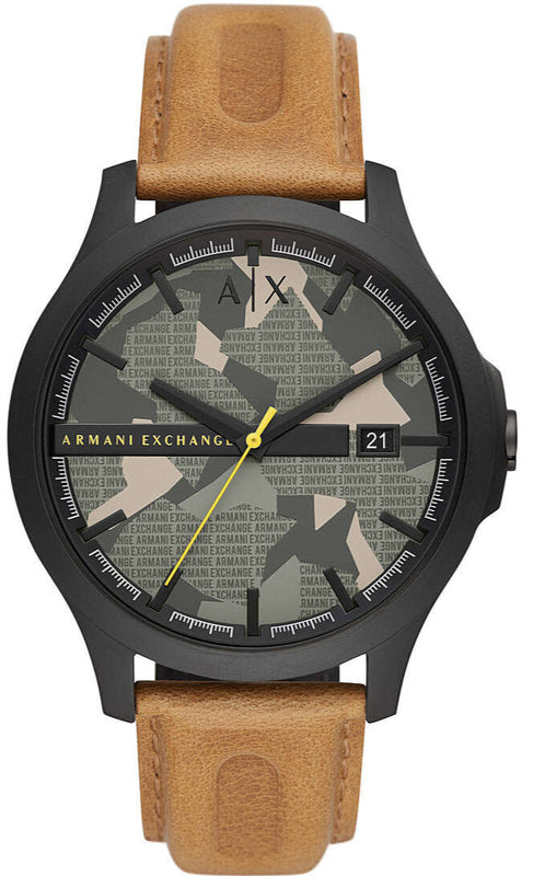 Buy Shop Armani Exchange Hampton Chronograph Green Dial Brown Leather Strap Watch For Men - AX2412 USA Online