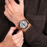 Buy Shop Armani Exchange Hampton Chronograph Grey Dial Brown Leather Strap Watch For Men - AX2414 USA Online