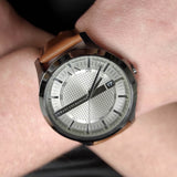 Buy Shop Armani Exchange Hampton Chronograph Grey Dial Brown Leather Strap Watch For Men - AX2414 USA Online