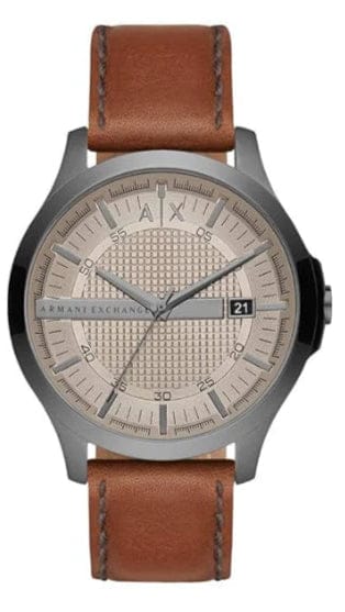 Buy Shop Armani Exchange Hampton Chronograph Grey Dial Brown Leather Strap Watch For Men - AX2414 USA Online