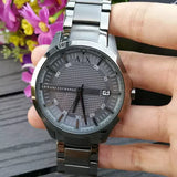 Buy Shop Armani Exchange Hampton Chronograph Grey Dial Grey Steel Strap Watch For Men - AX2135 USA Online