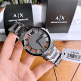 Buy Shop Armani Exchange Hampton Chronograph Grey Dial Grey Steel Strap Watch For Men - AX2188 USA Online