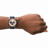 Buy Shop Armani Exchange Hampton Chronograph Rose Gold Dial Blue Silicone Strap Watch For Men - AX1730 USA Online