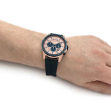 Buy Shop Armani Exchange Hampton Chronograph Rose Gold Dial Blue Silicone Strap Watch For Men - AX1730 USA Online