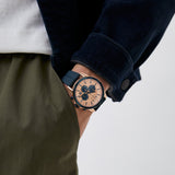 Buy Shop Armani Exchange Hampton Chronograph Rose Gold Dial Blue Silicone Strap Watch For Men - AX1730 USA Online