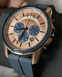 Buy Shop Armani Exchange Hampton Chronograph Rose Gold Dial Blue Silicone Strap Watch For Men - AX1730 USA Online