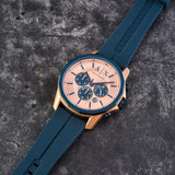 Buy Shop Armani Exchange Hampton Chronograph Rose Gold Dial Blue Silicone Strap Watch For Men - AX1730 USA Online