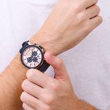 Buy Shop Armani Exchange Hampton Chronograph Rose Gold Dial Blue Silicone Strap Watch For Men - AX1730 USA Online