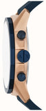Buy Shop Armani Exchange Hampton Chronograph Rose Gold Dial Blue Silicone Strap Watch For Men - AX1730 USA Online