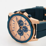 Buy Shop Armani Exchange Hampton Chronograph Rose Gold Dial Blue Silicone Strap Watch For Men - AX1730 USA Online