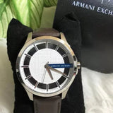 Buy Shop Armani Exchange Hampton Chronograph White Dial Brown Leather Strap Watch For Men - AX2187 USA Online
