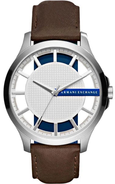 Buy Shop Armani Exchange Hampton Chronograph White Dial Brown Leather Strap Watch For Men - AX2187 USA Online
