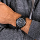 Buy Shop Armani Exchange Hampton Quartz Blue Dial Black Leather Strap Watch for Men - AX2411 USA Online