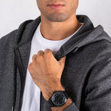 Buy Shop Armani Exchange Hampton Quartz Blue Dial Black Leather Strap Watch for Men - AX2411 USA Online