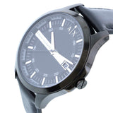 Buy Shop Armani Exchange Hampton Quartz Blue Dial Black Leather Strap Watch for Men - AX2411 USA Online