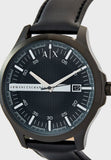 Buy Shop Armani Exchange Hampton Quartz Blue Dial Black Leather Strap Watch for Men - AX2411 USA Online