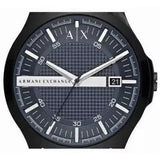 Buy Shop Armani Exchange Hampton Quartz Blue Dial Black Leather Strap Watch for Men - AX2411 USA Online