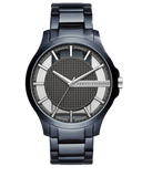 Buy Shop Armani Exchange Hampton Skeleton Grey Dial Blue Steel Strap Watch For Men - AX2401 USA Online