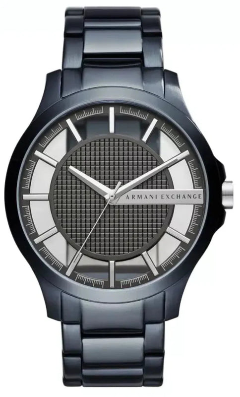 Buy Shop Armani Exchange Hampton Skeleton Grey Dial Blue Steel Strap Watch For Men - AX2401 USA Online