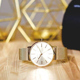 Armani Exchange Lola Analog Gold Dial Gold Mesh Strap Watch For Women - AX5536