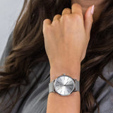 Buy Shop Armani Exchange Lola Analog Silver Dial Silver Mesh Strap Watch For Women - AX5535 USA Online