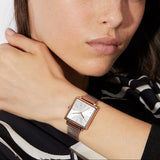 Buy Shop Armani Exchange Lola Quartz Silver Dial Rose Gold Mesh Strap Watch For Women - AX5802 USA Online