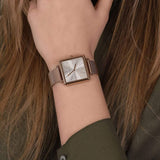 Buy Shop Armani Exchange Lola Quartz Silver Dial Rose Gold Mesh Strap Watch For Women - AX5802 USA Online