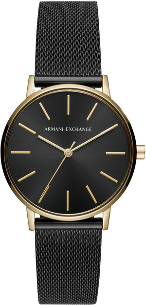 Buy Shop Armani Exchange Lola Three Hand Black Dial Black Mesh Strap Watch For Women - AX5548 USA Online
