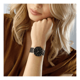 Armani Exchange Lola Three Hand Black Dial Black Mesh Strap Watch For Women - AX5548