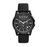 Buy Shop Armani Exchange Outerbanks Chronograph Black Dial Black Silicone Strap Watch For Men - AX1326 USA Online