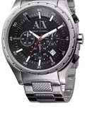 Buy Shop Armani Exchange Miami Chronograph Black Dial Silver Steel Strap Watch For Men - AX1057 USA Online