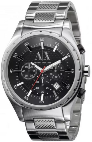 Buy Shop Armani Exchange Miami Chronograph Black Dial Silver Steel Strap Watch For Men - AX1057 USA Online