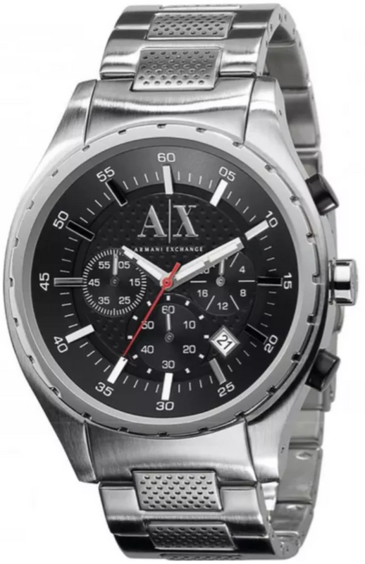 Buy Shop Armani Exchange Miami Chronograph Black Dial Silver Steel Strap Watch For Men - AX1057 USA Online