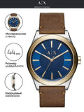 Buy Shop Armani Exchange Nico Quartz Blue Dial Brown Leather Strap Watch For Men - AX2334 USA Online